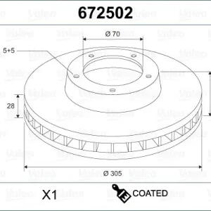 Tarcza hamulcowa VALEO 672502 Oferta