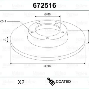 Tarcza hamulcowa VALEO 672516 Ograniczona ilość
